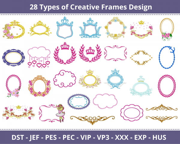 Creative Frames Machine Embroidery Designs-28 Types-1 Size-instant download