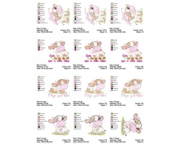 Baby Cow Machine Embroidery Designs-10 Types-3 Sizes-instant download