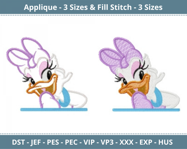 Margarida Cartoon Machine Embroidery Designs-Applique & Fill Stitch-3 Sizes-instant download