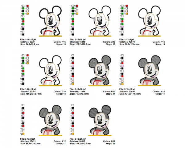 Mickey Mouse Face Machine Embroidery Designs-Applique & Fill Stitch-4 Sizes-instant download