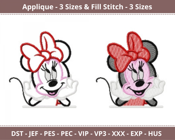 Cute Mickey Mouse Face Machine Embroidery Designs-Applique & Fill Stitch-3 Sizes-instant download