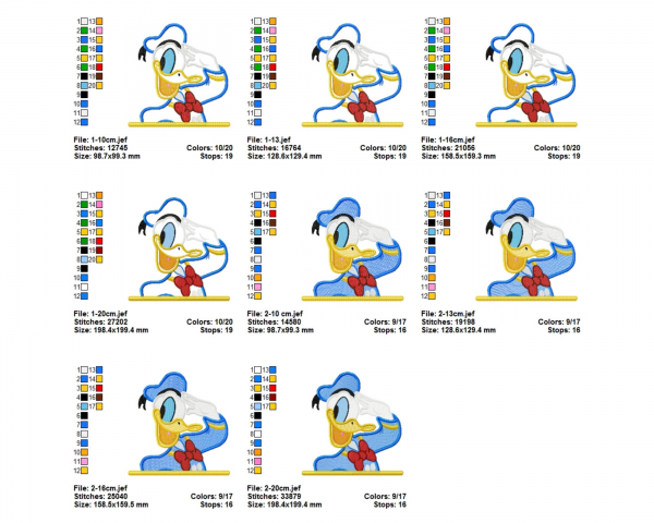 Donald Duck Face Machine Embroidery Designs-Applique & Fill Stitch-4 Sizes-instant download