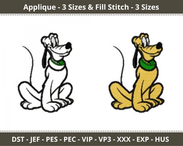 Cartoon Dog Machine Embroidery Designs-Applique & Fill Stitch-3 Sizes-instant download