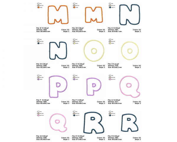 Alphabet Letters Machine Embroidery Designs-2 Sizes-instant download