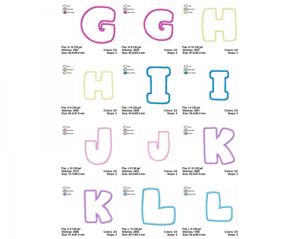 Alphabet Letters Machine Embroidery Designs-2 Sizes-instant download