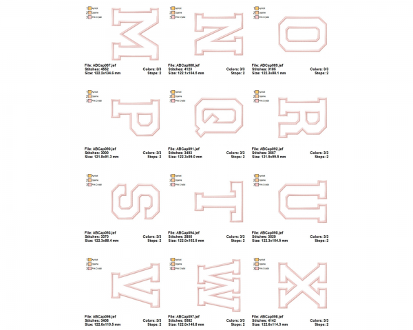 Alphabet & Number Machine Embroidery Designs-3 Sizes-instant download