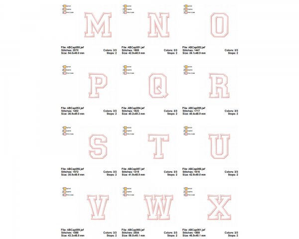 Alphabet & Number Machine Embroidery Designs-3 Sizes-instant download