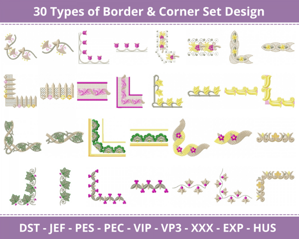Border & Corner Set Machine Embroidery Design	