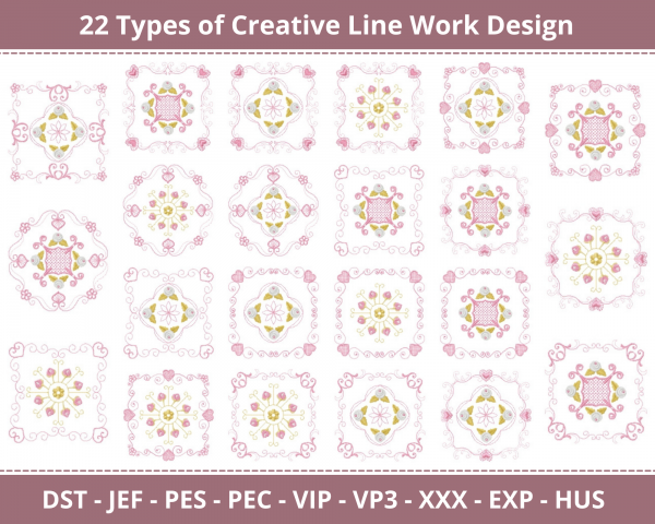 Creative Line Work Machine Embroidery Designs-22 Types-1 Size-instant download