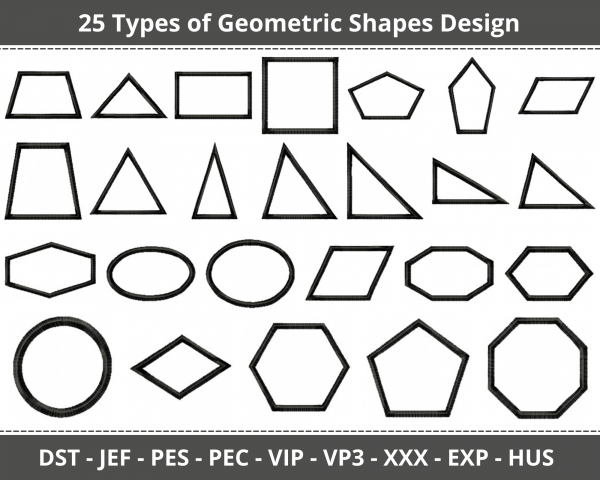 Geometric Shapes Machine Embroidery Designs-25 Types-1 Size-instant download