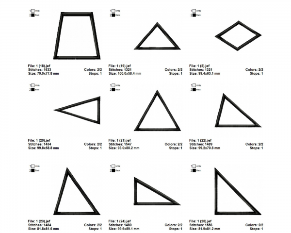 Geometric Shapes Machine Embroidery Designs-25 Types-1 Size-instant download