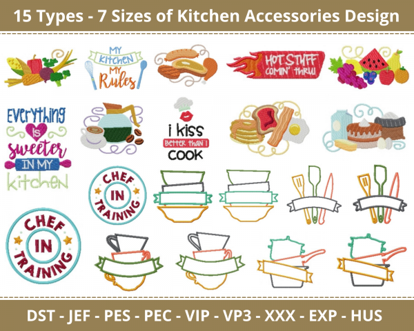 Kitchen Accessories Machine Embroidery Designs