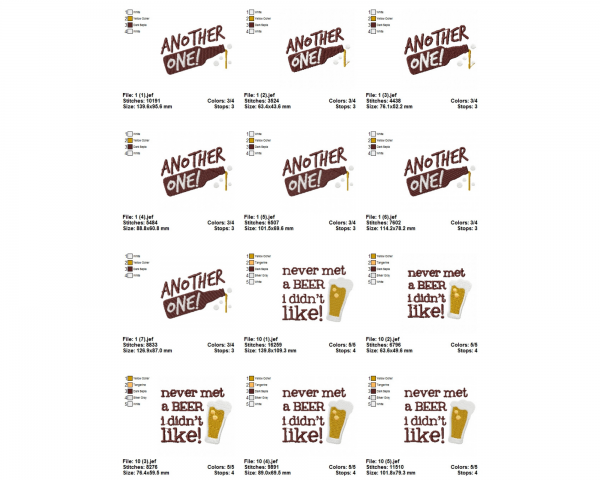 Beer Quotes Machine Embroidery Designs-17 Types-7 Sizes-instant download
