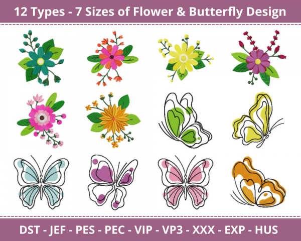 Creative Flower & Butterfly Machine Embroidery Designs