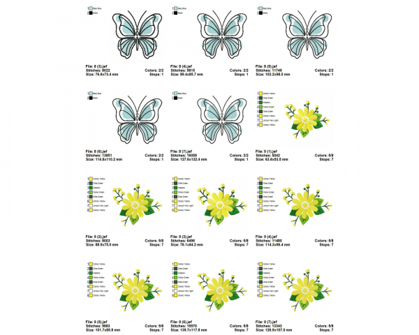 Creative Flower & Butterfly Machine Embroidery Designs-12 Types-7 Sizes-instant download