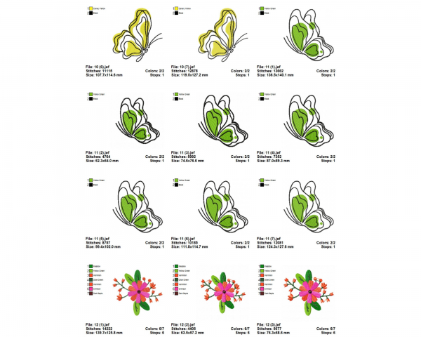 Creative Flower & Butterfly Machine Embroidery Designs-12 Types-7 Sizes-instant download