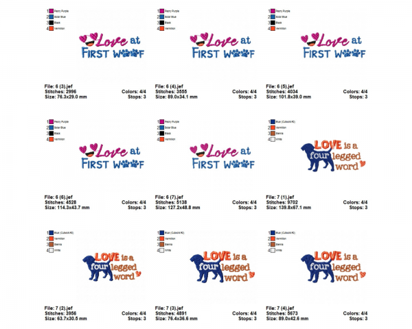 Dog Animals Quotes Machine Embroidery Designs-14 Types-7 Sizes-instant download