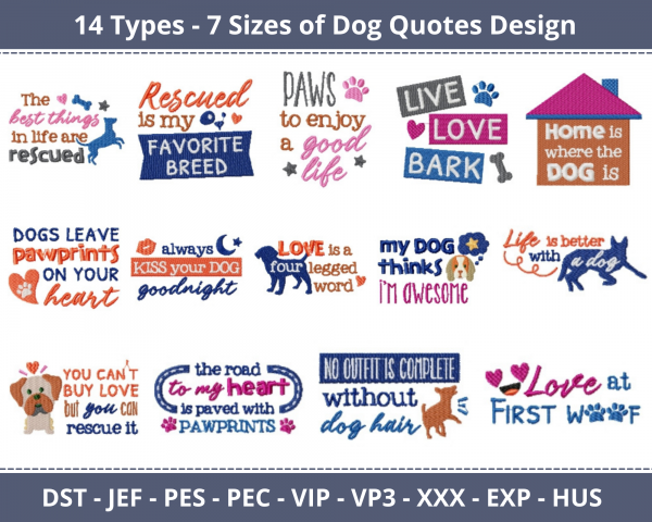 Dog Animals Quotes Machine Embroidery Designs