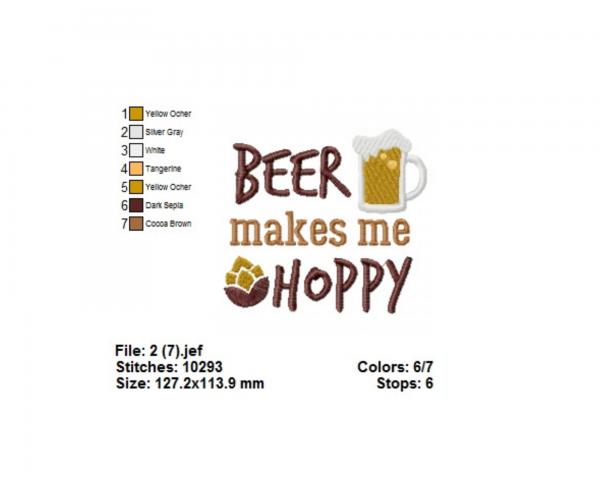 Beer Makes Me Hoppy Quotes Machine Embroidery Designs-1 Size-instant download