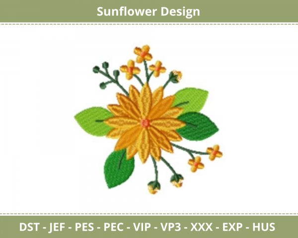 Sun Flower Machine Embroidery Designs-1 Size-instant download