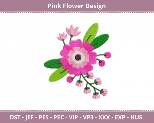 Pink Flower Machine Embroidery Designs-1 Size-instant download