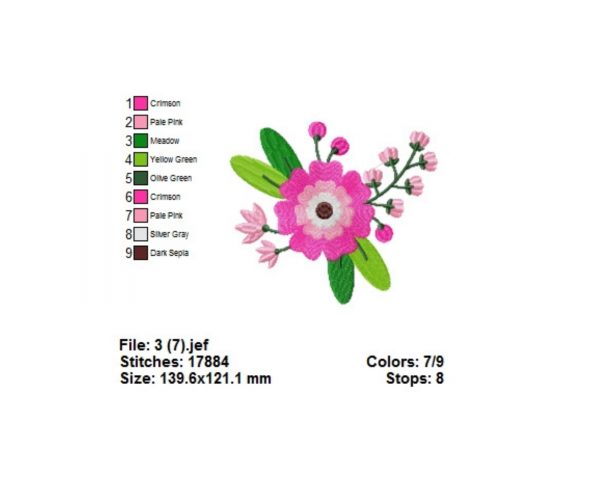 Pink Flower Machine Embroidery Designs-1 Size-instant download