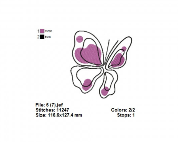 Pink Butterfly Machine Embroidery Designs-1 Size-instant download