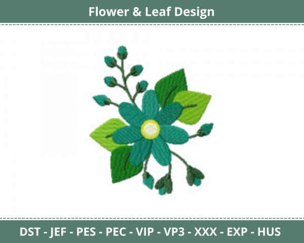 Flower & Leaf Machine Embroidery Designs-1 Size-instant download