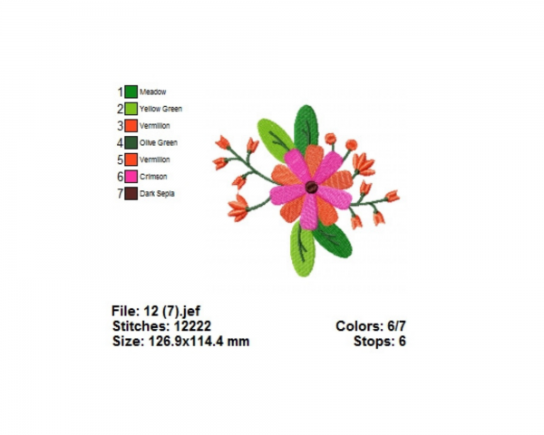 Colorful Flower Machine Embroidery Designs-1 Size-instant download