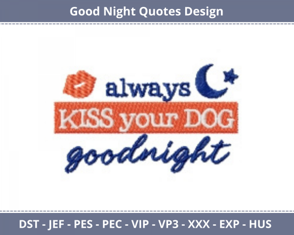 Good Night Quotes Machine Embroidery Design	