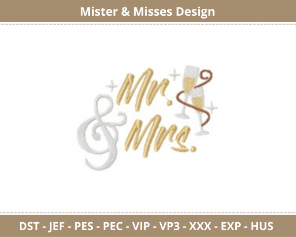 Mister & Misses Machine Embroidery Design	
