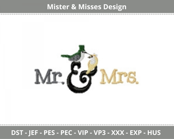 Mister & Misses Machine Embroidery Designs-1 Size-instant download