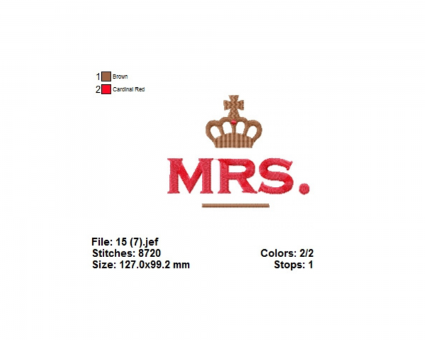 Queen Crown With Misses Machine Embroidery Designs-1 Size-instant download