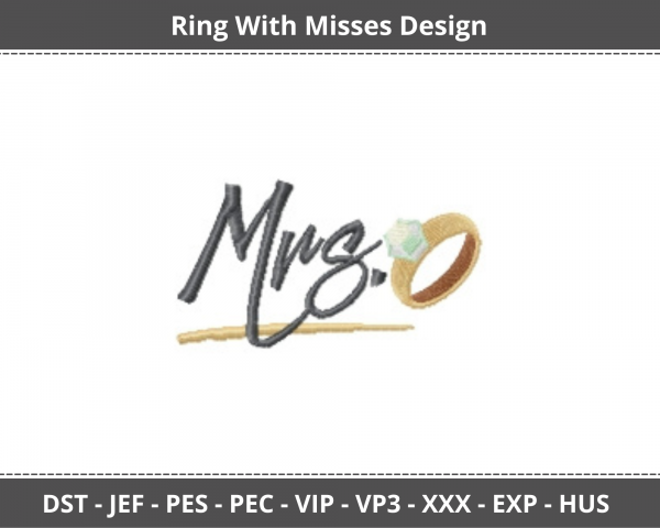 Ring With Misses Quotes Machine Embroidery Design	