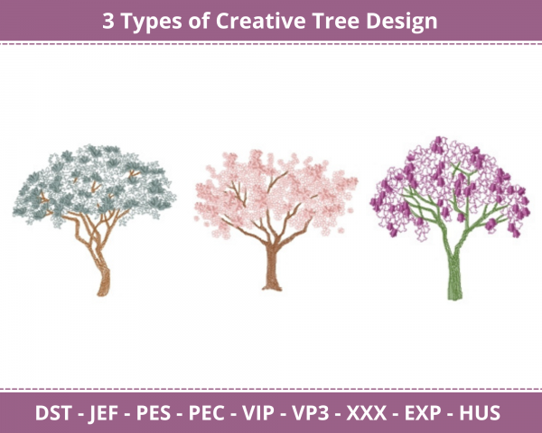 Creative Tree Machine Embroidery Designs-3 Types-1 Size-instant download