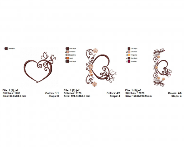 Heart Border Machine Embroidery Designs-3 Types-1 Size-instant download