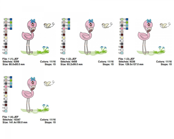 Flamingo Bird Machine Embroidery Designs-4 Sizes-instant download