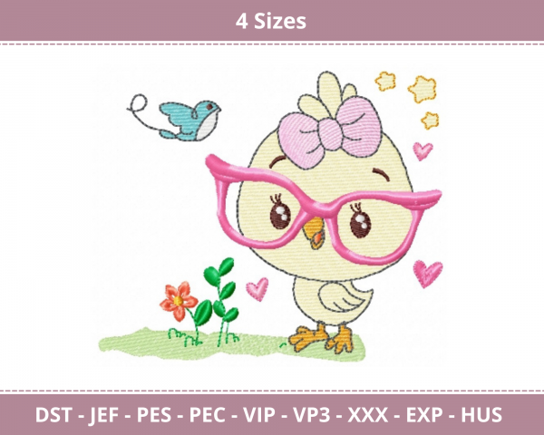 Cute Bird Machine Embroidery Designs-4 Sizes-instant download
