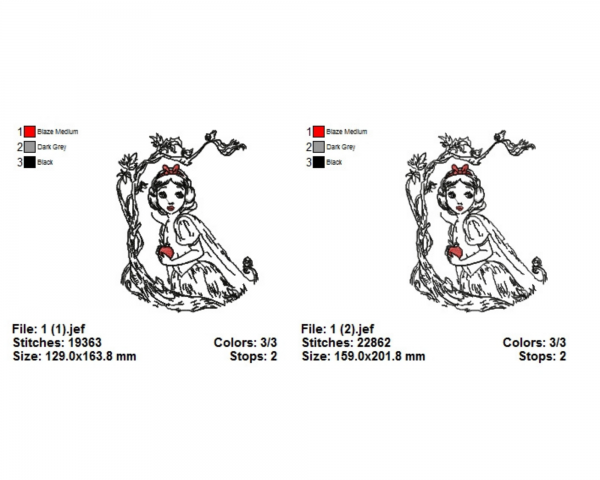 Disney Princess Machine Embroidery Designs-2 Sizes-instant download
