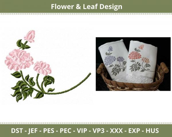Flower & Leaf Machine Embroidery Design