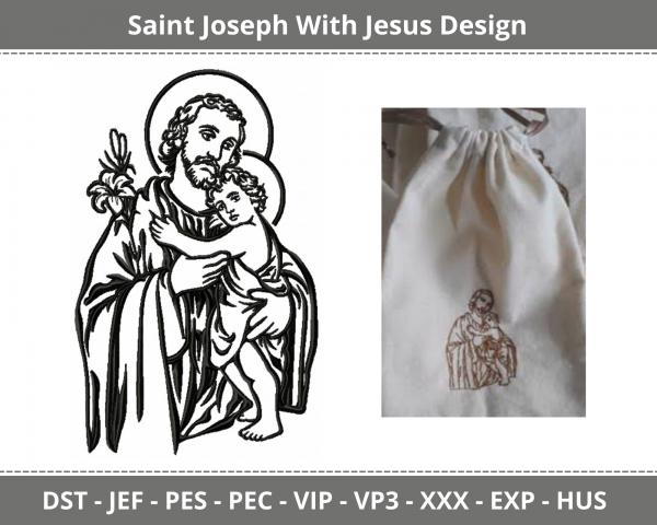 Saint Joseph With Jesus Machine Embroidery Design	