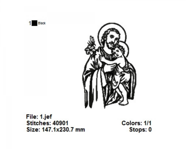 Saint Joseph With Jesus Machine Embroidery Designs-1 Size-instant download