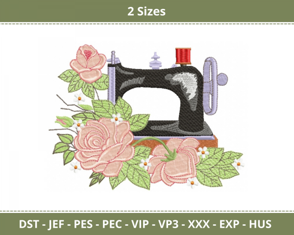 Rose Flower With Sewing Machine Embroidery Designs-2 Sizes-instant download