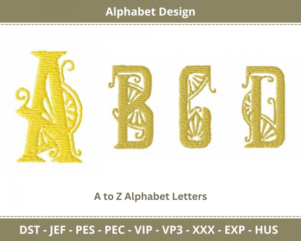 Alphabet Machine Embroidery Designs-2 Sizes-instant download
