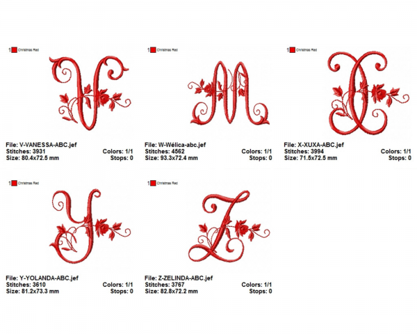 Floral Alphabet Machine Embroidery Designs-1 Size-instant download