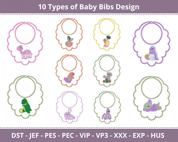Baby Bibs Machine Embroidery Designs-10 Types-1 Size-instant download