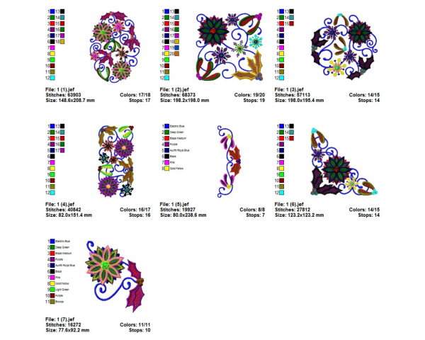 Creative Flower Machine Embroidery Designs-7 Types-1 Size-instant download