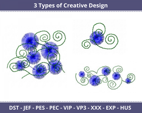 Creative Machine Embroidery Designs-3 Types-1 Size-instant download