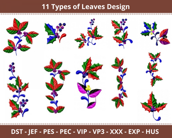 Leaves Machine Embroidery Designs-11 Types-1 Size-instant download
