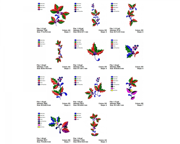 Leaves Machine Embroidery Designs-11 Types-1 Size-instant download